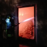Il capannone della Union Cosmetics distrutto dall'incendio alla Cesanella di Senigallia: i Vigili del fuoco al lavoro