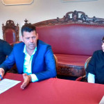 La conferenza stampa di presentazione del bilancio approvato dal Consiglio comunale di Senigallia. Da sx Gennaro Campanile, Maurizio Mangialardi, Laura Filonzi