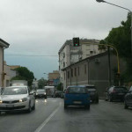 Il semaforo sulla statale Adriatica e via A.Caro, a Senigallia