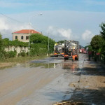 L'allagamento della statale Adriatica nord al Cesano di Senigallia