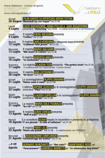 La locandina dell'Arena estiva al cinema Gabbiano di Senigallia: gli eventi