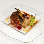 Piccione ripieno alle castagne con erbe di campo e purea di patate e broccoli