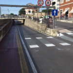 Il nuovo attraversamento ciclabile in via Perilli al posto di quello pedonale