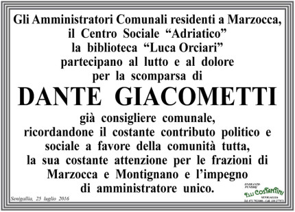 Manifesto funebre per Dante Giacometti