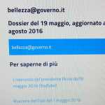 Lo screenshot del progetto e del dossier "bellezza@governo.it"