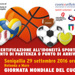 La locandina del convegno sulla certificazione all'idoneità sportiva che si terrà a Senigallia il 29 settembre in occasione della Giornata mondiale del Cuore
