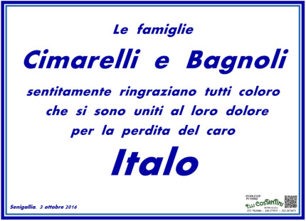 Manifesto di ringraziamento delle famiglie Cimarelli e Bagnoli