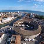 Veduta aerea di Senigallia, panorama con il Foro Annonario