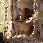 Un palazzo a San Severino Marche dopo il terremoto di domenica 30 ottobre 2016