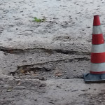 Il cedimento di un ponte sul fosso della giustizia, in via Fontenuovo, a Scapezzano di Senigallia
