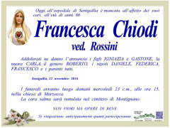 Francesca Chiodi, necrologio