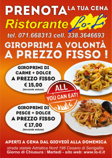 Locandina Giroprimi - All You Can Eat al Ristorante Lo-Lì di Senigallia