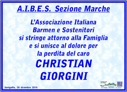 Il manifesto dell'associazione AIBES per Christian Giorgini