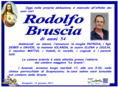 E’ mancato all’affetto dei suoi cari Rodolfo Bruscia