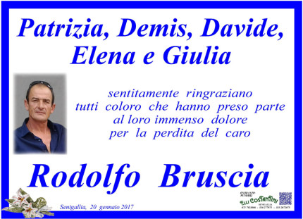 Manifesto di ringraziamento della famiglia Bruscia