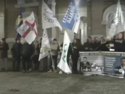 La manifestazione della Lega Nord in piazza Roma a Senigallia, domenica 22 gennaio