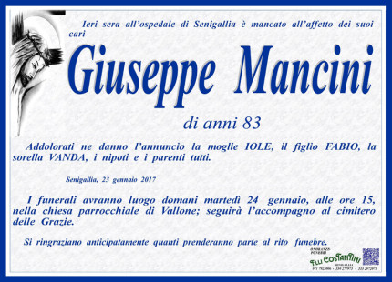 Manifesto funebre in memoria di Giuseppe Mancini