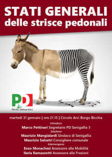 La locandina dell'incontro sulle strisce pedonali e sulla viabilità a Senigallia