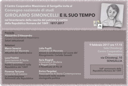 La locandina del convegno su Simoncelli a Senigallia