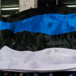 Il bandierone della Us Pallavolo Senigallia al palasport di via campo Boario