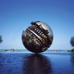Pesaro: la Sfera Grande (Palla di Pomodoro): fusione in bronzo realizzata dallo scultore Arnaldo Pomodoro