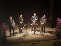 Il concerto del "Federico Mondelci i Sax Quartet" al teatro La Vittoria di Ostra
