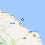 La mappa della scossa di terremoto registrata a largo della costa marchigiana tra Fano e Senigallia il 26 maggio 2017