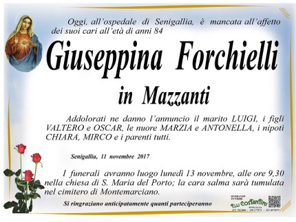 Necrologio Giuseppina Forchielli