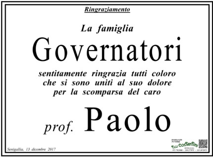 I ringraziamenti della famiglia Governatori