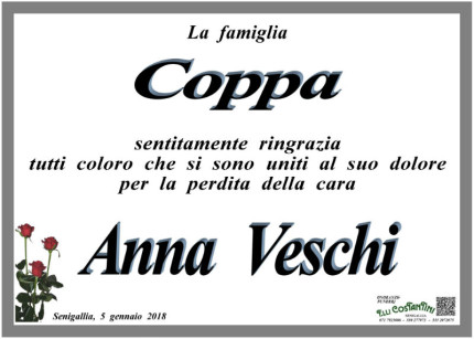 Morte Anna Veschi, ringraziamenti famiglia per vicinanza