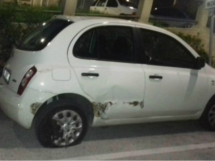 L'auto dannegiata dal pirata alla guida dell'Audi