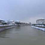 Neve in centro storico a Senigallia - Il fiume Misa