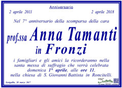 Anniversario scomparsa Anna Tamanti