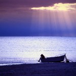 'Paesaggio marino con toni di viola e blu' di Paolo Gresta