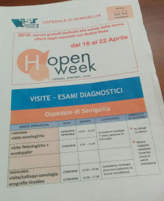 Locandina open week all'ospedale di Senigallia