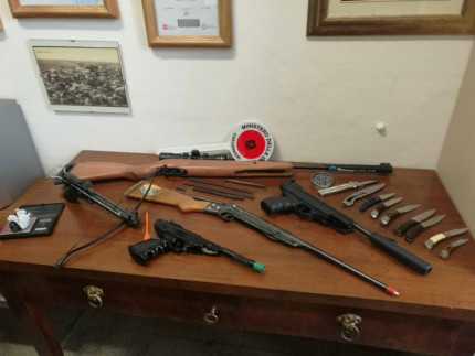 Le armi sequestrate dai Carabinieri