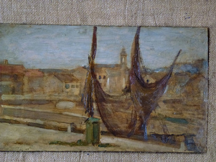Porto di Senigallia dipinto da Corrado Gabani, pittore dell'800 e '900