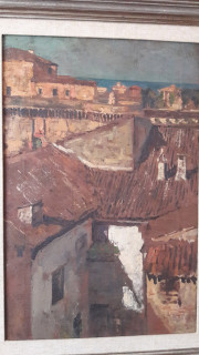 Via Marchetti e la Rocca di Senigallia dipinti di Corrado Gabani, pittore dell'800 e '900