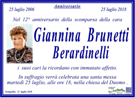 Giannina Brunetti Berardinelli, anniversario morte
