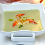 Crema di carciofi con gamberi arrostiti - ricetta di Luca Santini