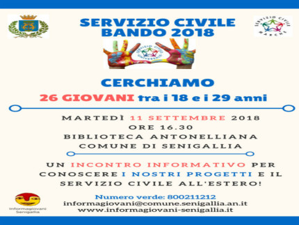 Servizio civile 2018, incontro a Senigallia