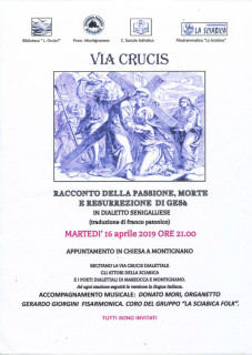 Via Crucis in dialetto 2019 a Montignano di Senigallia - locandina