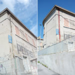 Discendente in cemento amianto prima e dopo la rimozione