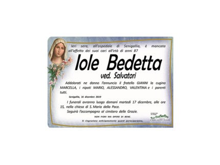 Necrologio Iole Bedetta