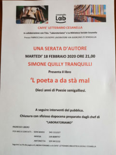 Presentazione presso la Biblioteca sociale Cesanella per "‘L Poeta ha da stà mal"