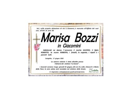 Necrologio Marisa Bozzi