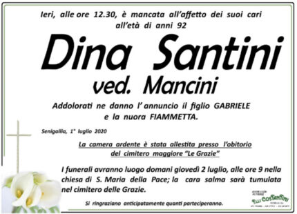 Dina Santini, necrologio