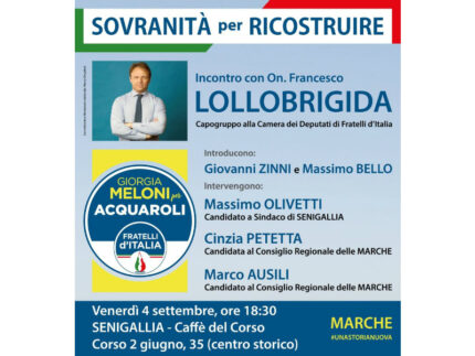 On.Francesco Lollobrigida in piazza Roma per sostenere il candidato a sindaco Olivetti e i candidati FDI alle regionali