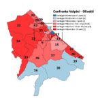 Mappa con il confronto tra le percentuali dei due candidati sindaco che andranno al ballottaggio sezione per sezione