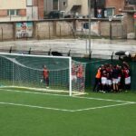 La Vigor Senigallia esulta dopo il gol di Marini contro il San Marco Servigliano